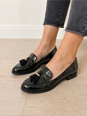 Guess Gold and Black Loafers